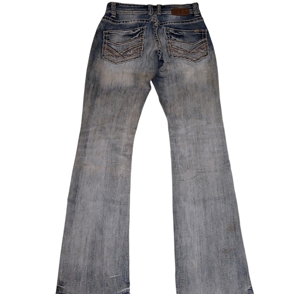 BKE Buckle Black Fit No 3 Mens Size 28L Blue Bootcut Jeans BBLA364 - Picture 4 of 14